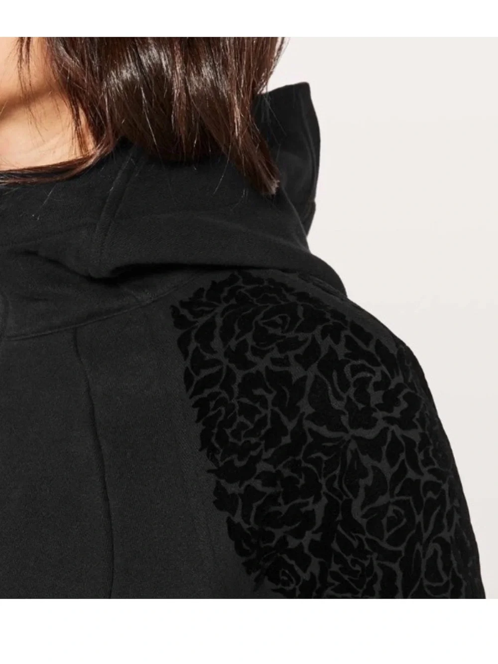 Lululemon Scuba Hoodie Full Zip - Black with Floral Details